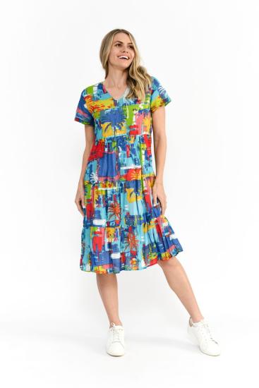 Thalia Painted Palms 3 Tiered Dress