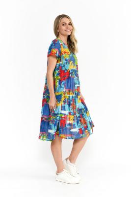 Thalia Painted Palms 3 Tiered Dress