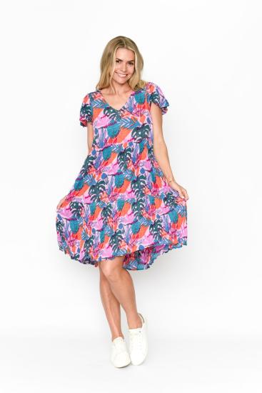 Kimberly Crayon 2 Print V Neck Dress