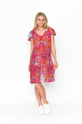 Kimberly Persian 1 Print V Neck Dress