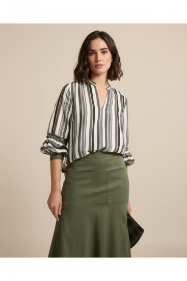 Olive Stripe Top