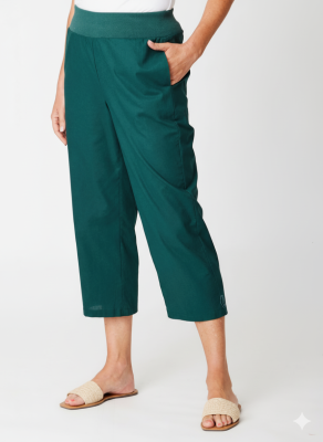 Forest Green Wide Leg Crop Pants