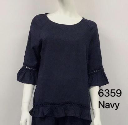 Navy Linen Top