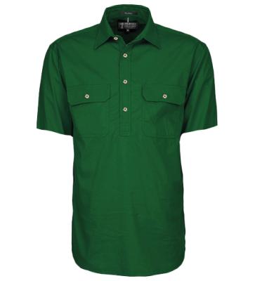 Pilbara Men's Green Closed Front S/S Shirt