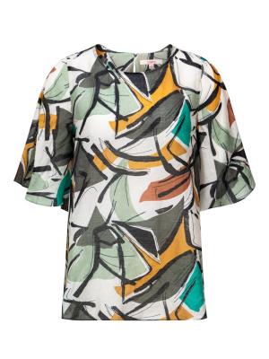 Neutral Abstract Print Top