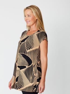 Black and Camel Swing Jersey Top