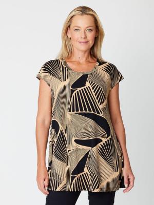 Black and Camel Swing Jersey Top