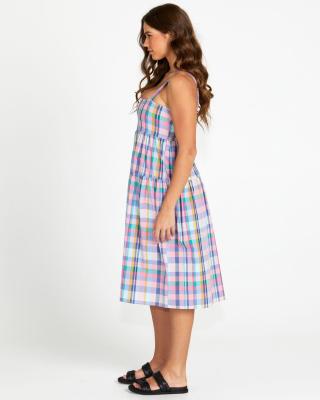 Pastel Check Soleil Tiered Midi Dress