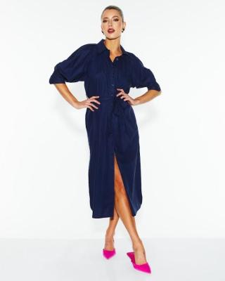 Almighty Navy Shirt Dress