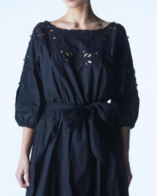 Lily Pond Black Embroidered Dress