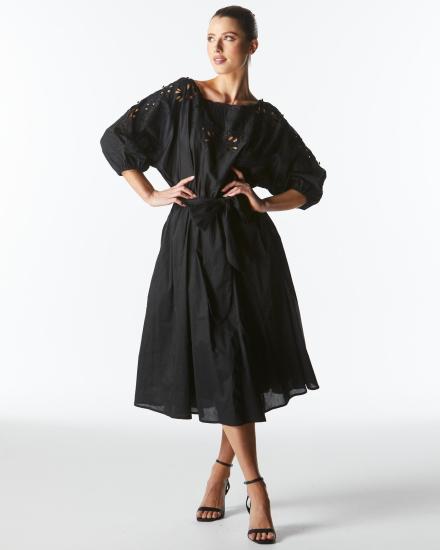 Lily Pond Black Embroidered Dress