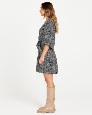 Nicolette Boho Animal Puff Sleeve Dress