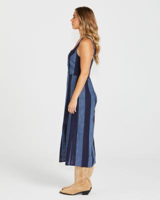 Cailee Navy Stripe Midi Dress