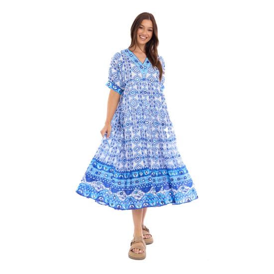 Maalti Print Blue Maxi Dress
