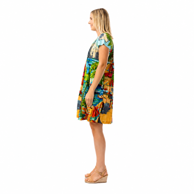 Black Poplin Short Ruched Dress