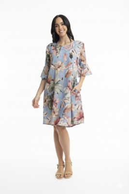 Luzon Contemporary Frill Sleeve Print Dress