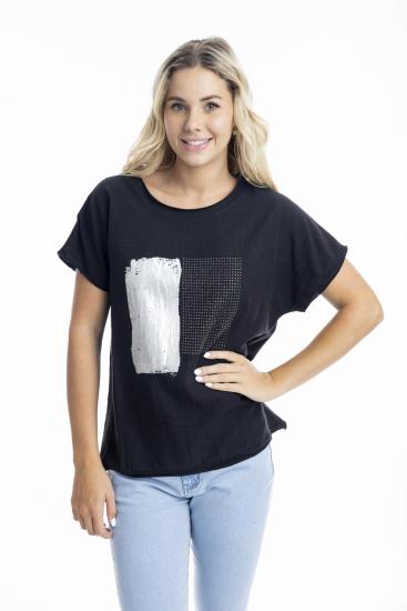Black Splask Embellished Top