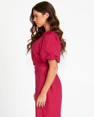 Sass Marnie Berry Balloon Sleeve Top