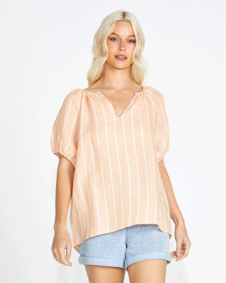 Lydia Shell Top Peach Stripe
