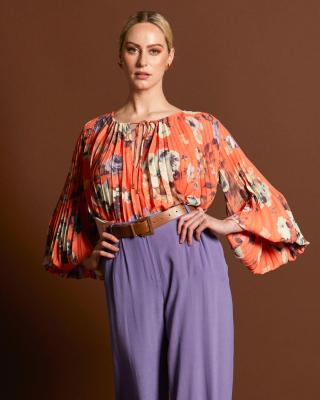 Fate + Becker Jolene Pleated Boho Sleeve Top