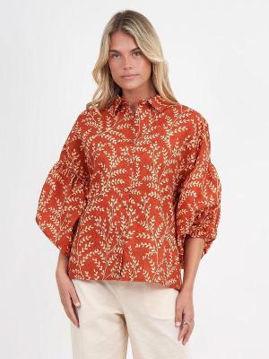 Print Linen Button Shirt