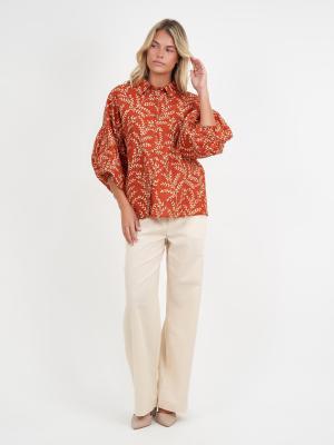 Print Linen Button Shirt
